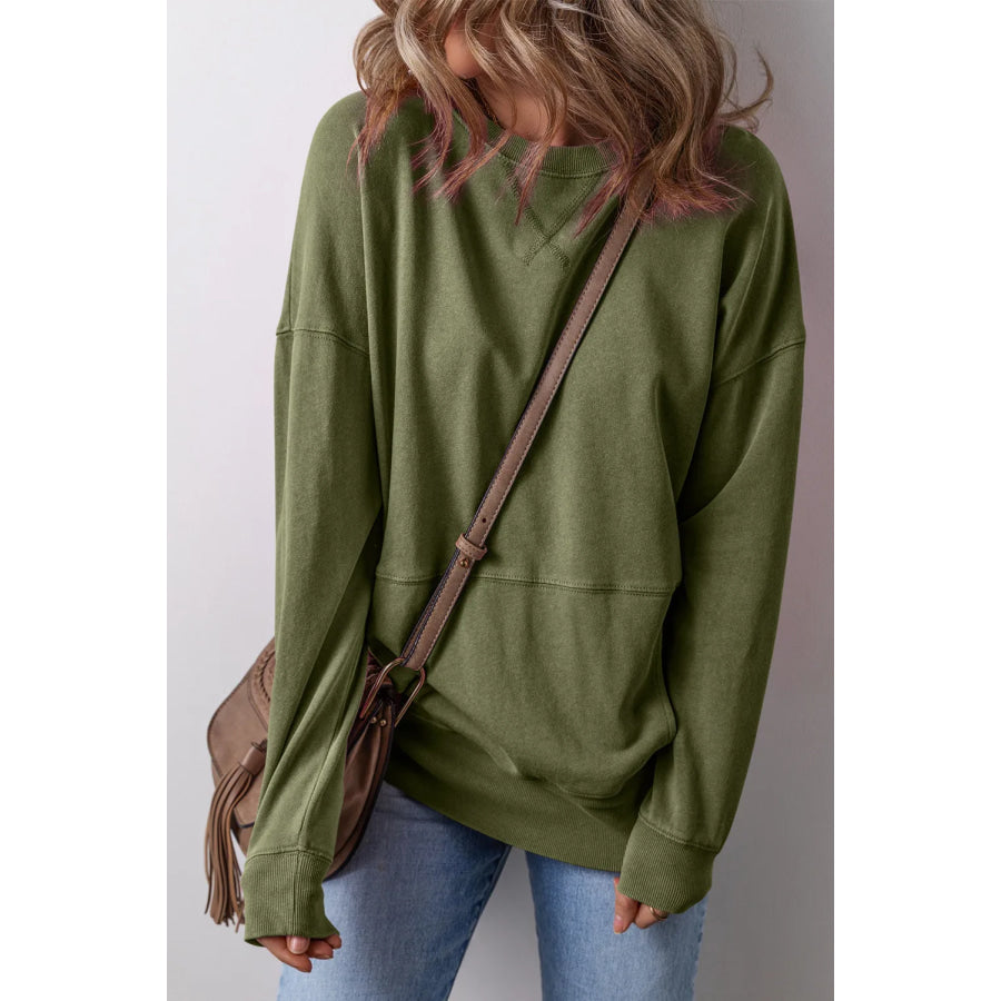 Round Neck Long Sleeve Sweatshirt Apparel and Accessories