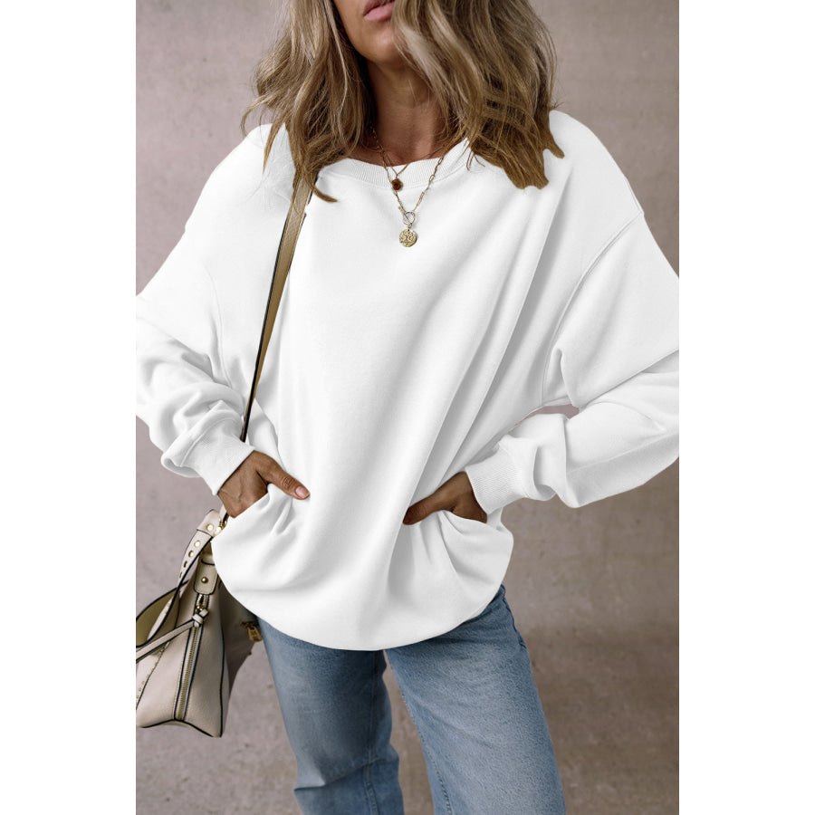 Round Neck Long Sleeve Sweatshirt Apparel and Accessories