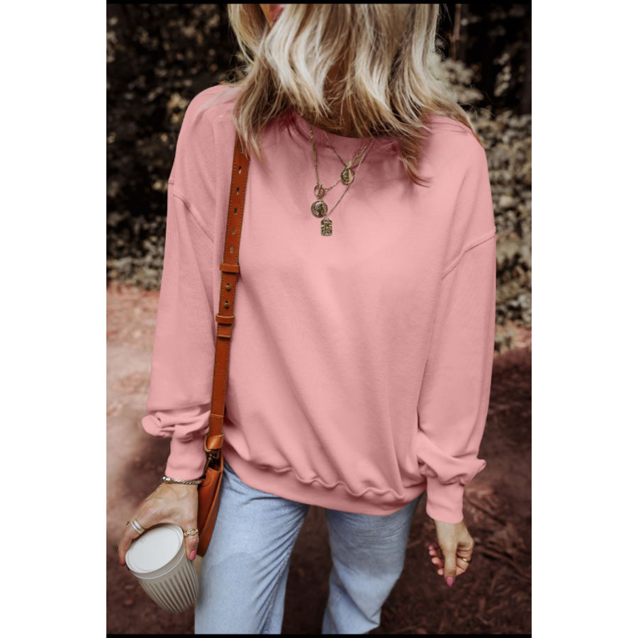 Round Neck Long Sleeve Sweatshirt Apparel and Accessories