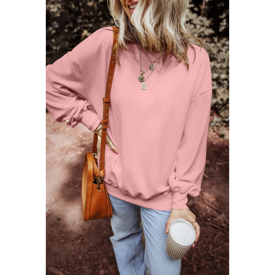 Round Neck Long Sleeve Sweatshirt Apparel and Accessories