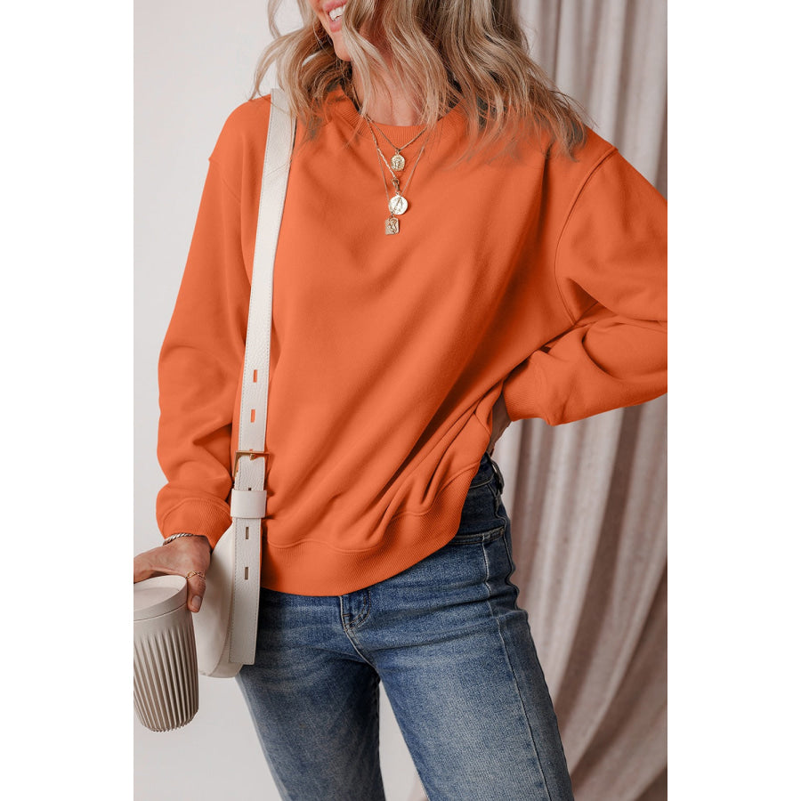 Round Neck Long Sleeve Sweatshirt Apparel and Accessories