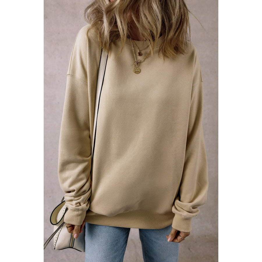 Round Neck Long Sleeve Sweatshirt Apparel and Accessories
