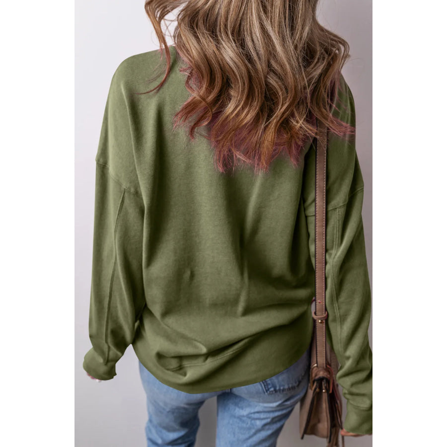 Round Neck Long Sleeve Sweatshirt Apparel and Accessories