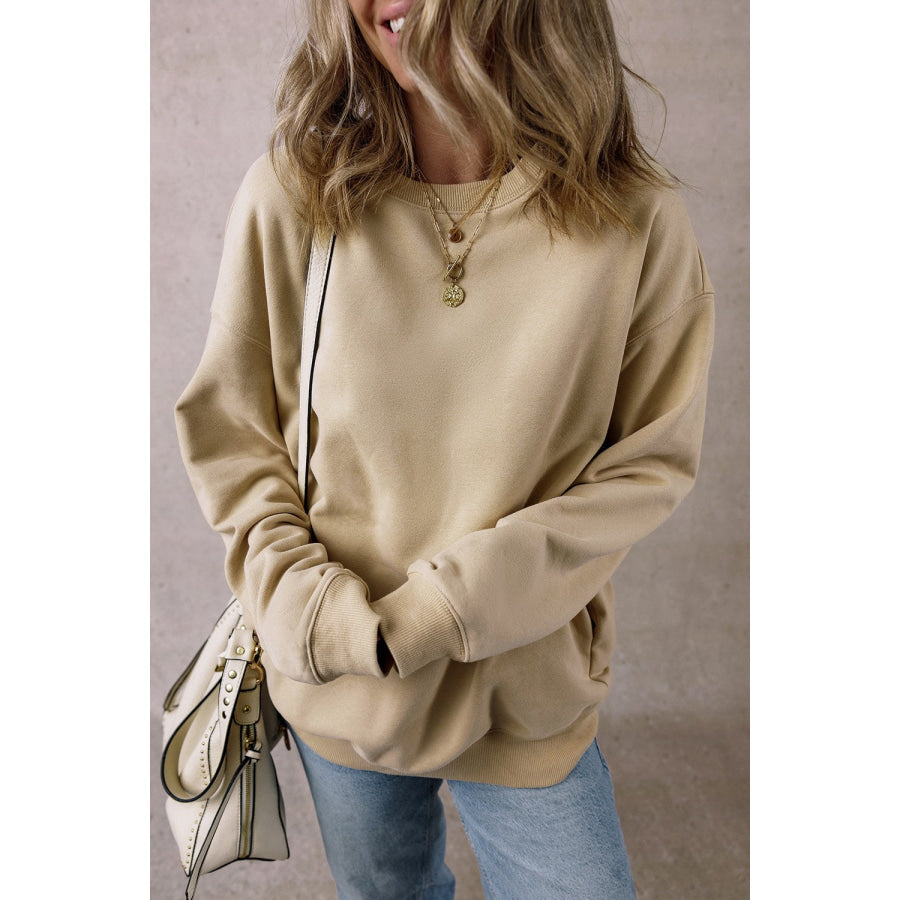Round Neck Long Sleeve Sweatshirt Apparel and Accessories