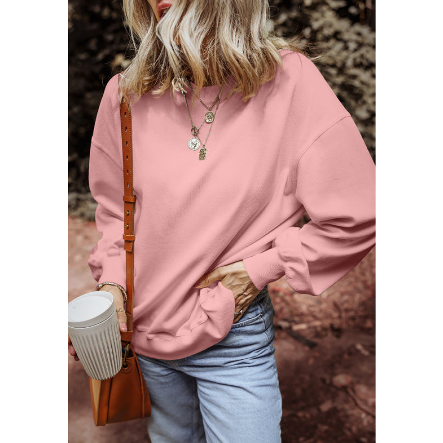 Round Neck Long Sleeve Sweatshirt Apparel and Accessories