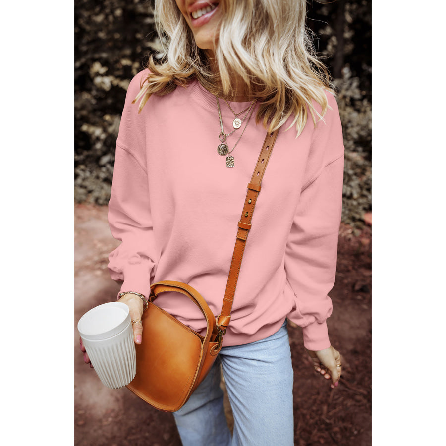 Round Neck Long Sleeve Sweatshirt Apparel and Accessories