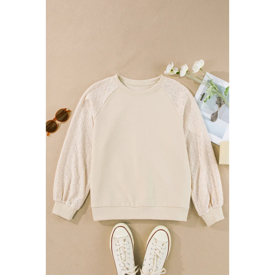 Round Neck Long Sleeve Sweatshirt Eggshell / S Apparel and Accessories