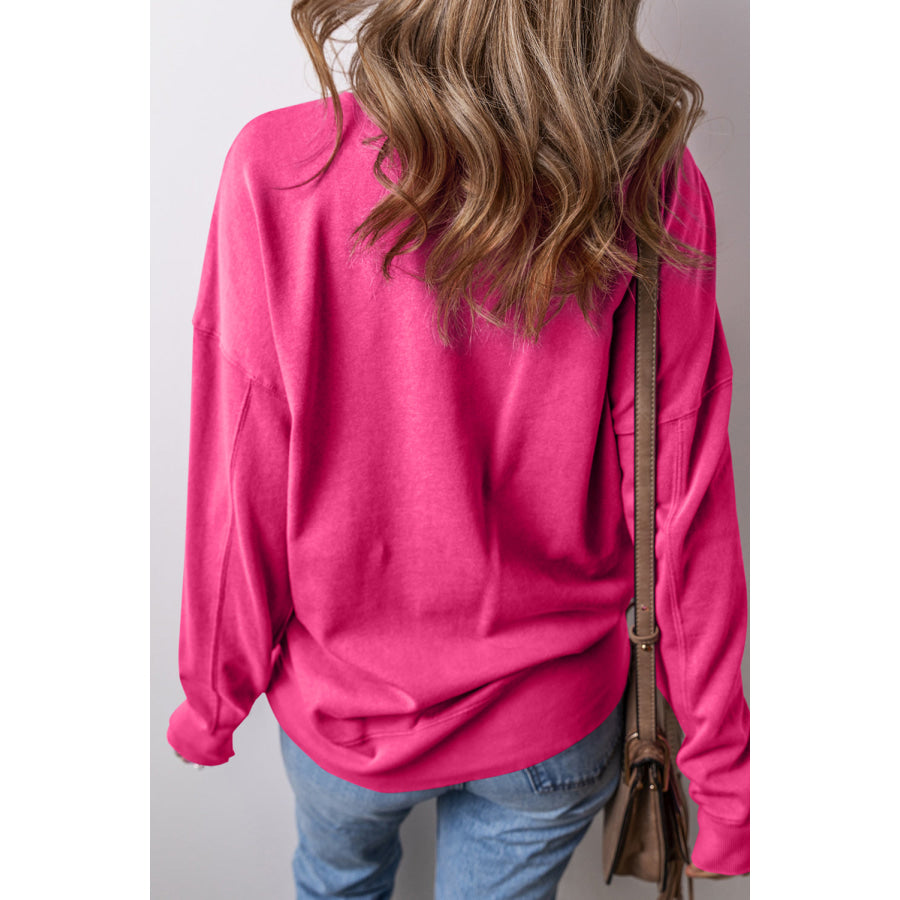 Round Neck Long Sleeve Sweatshirt Apparel and Accessories