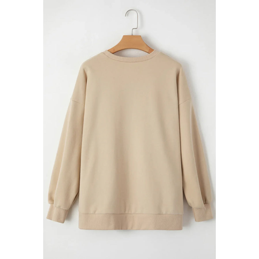 Round Neck Long Sleeve Sweatshirt Apparel and Accessories