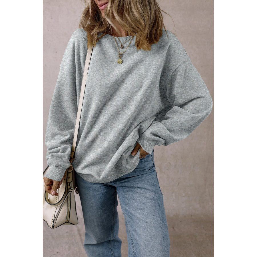 Round Neck Long Sleeve Sweatshirt Apparel and Accessories