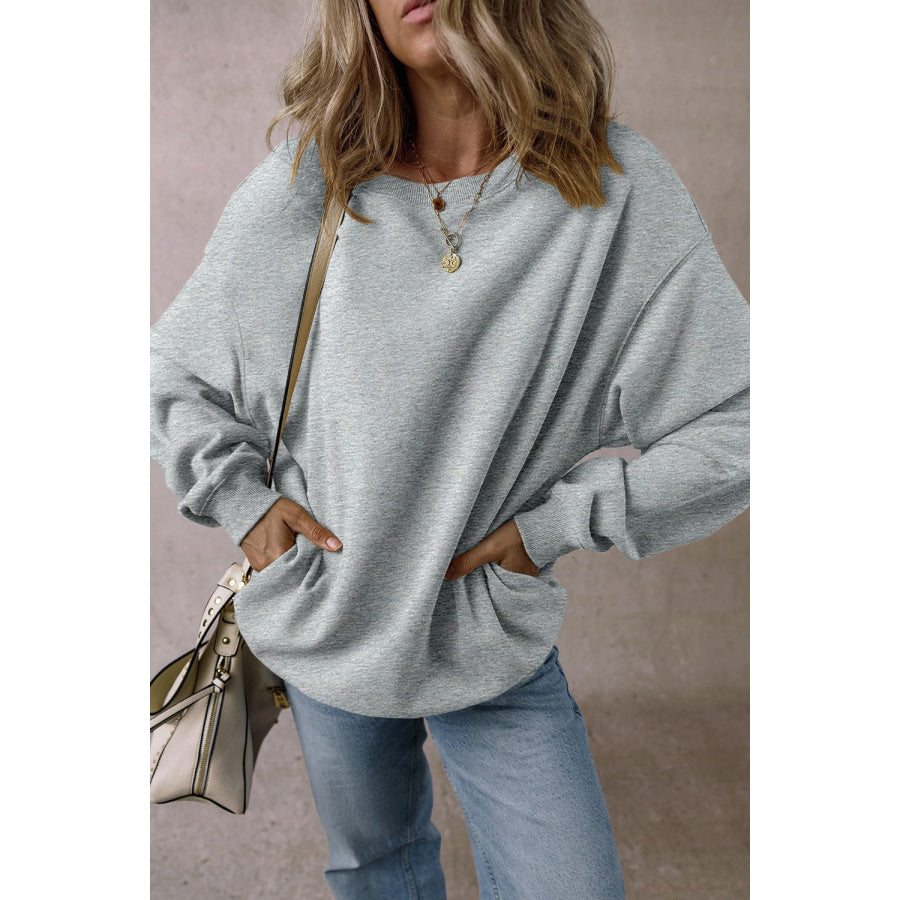 Round Neck Long Sleeve Sweatshirt Apparel and Accessories