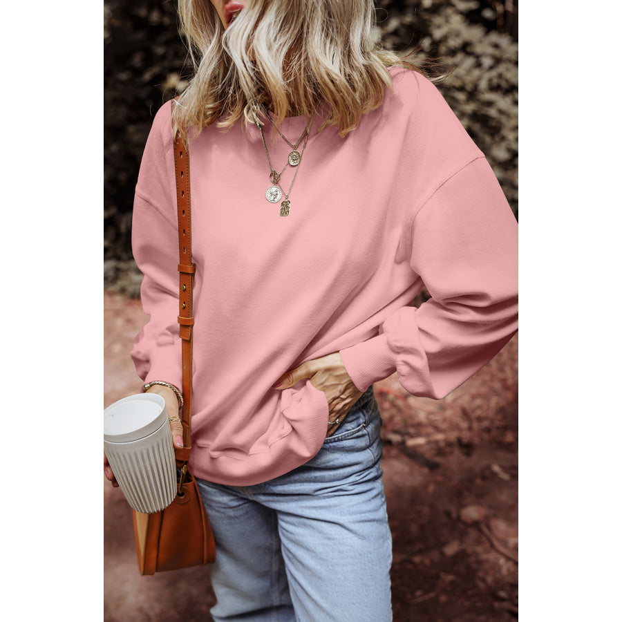 Round Neck Long Sleeve Sweatshirt Apparel and Accessories