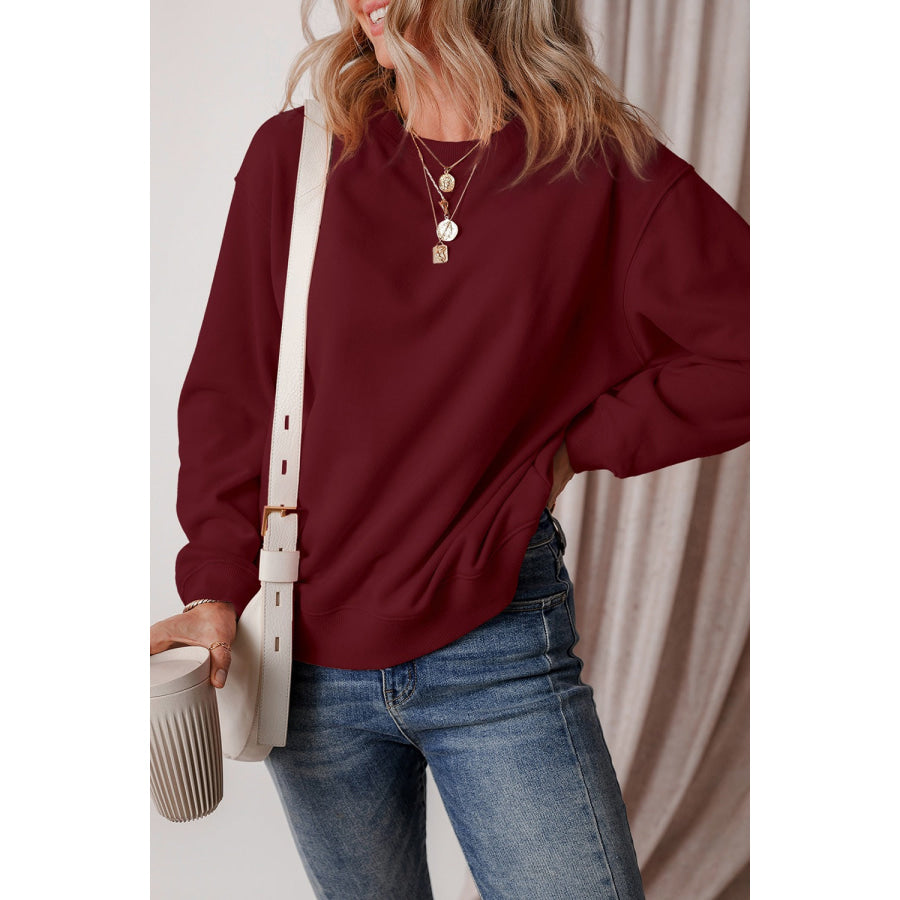 Round Neck Long Sleeve Sweatshirt Apparel and Accessories