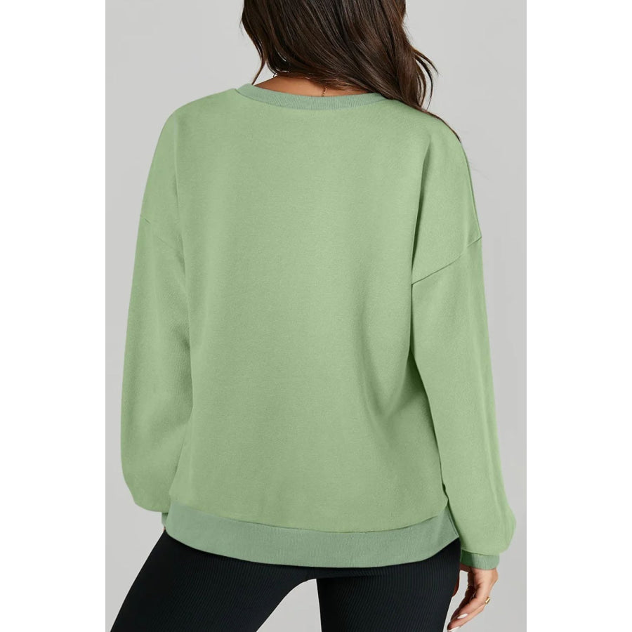 Round Neck Long Sleeve Sweatshirt Apparel and Accessories