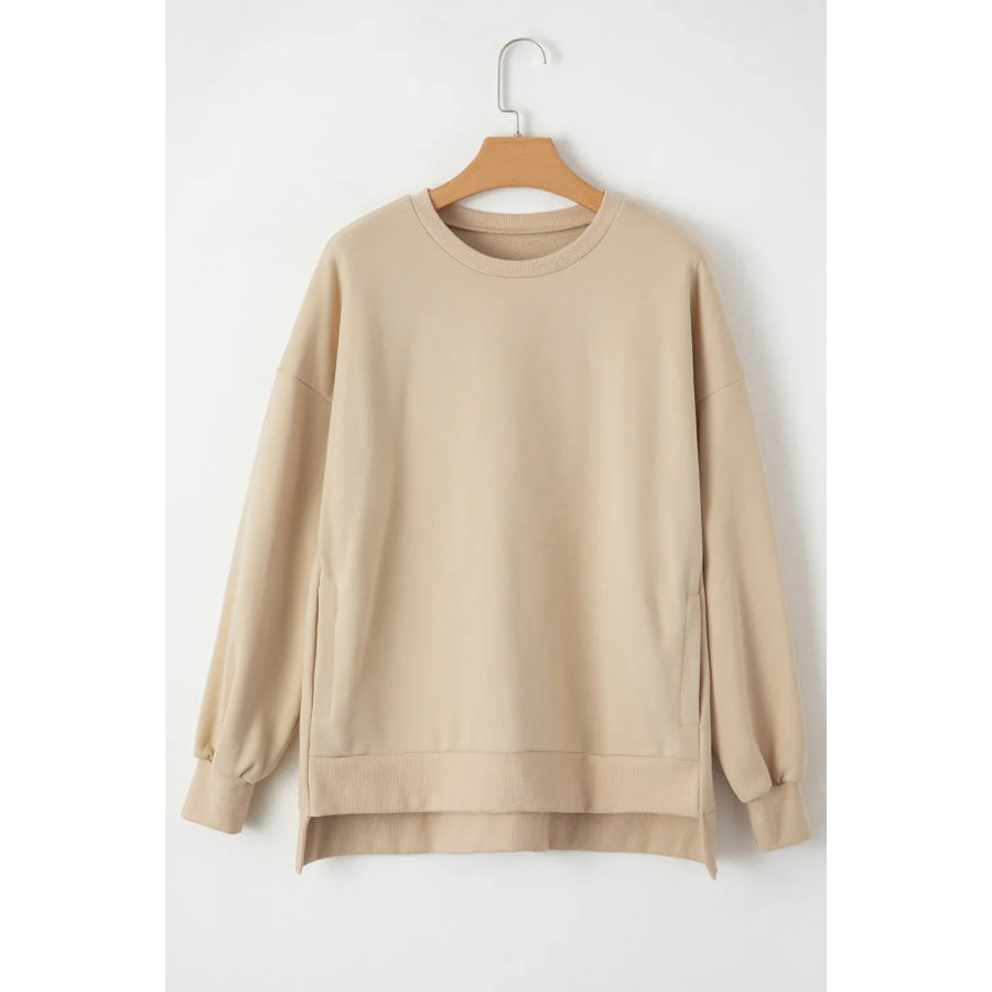 Round Neck Long Sleeve Sweatshirt Dust Storm / S Apparel and Accessories