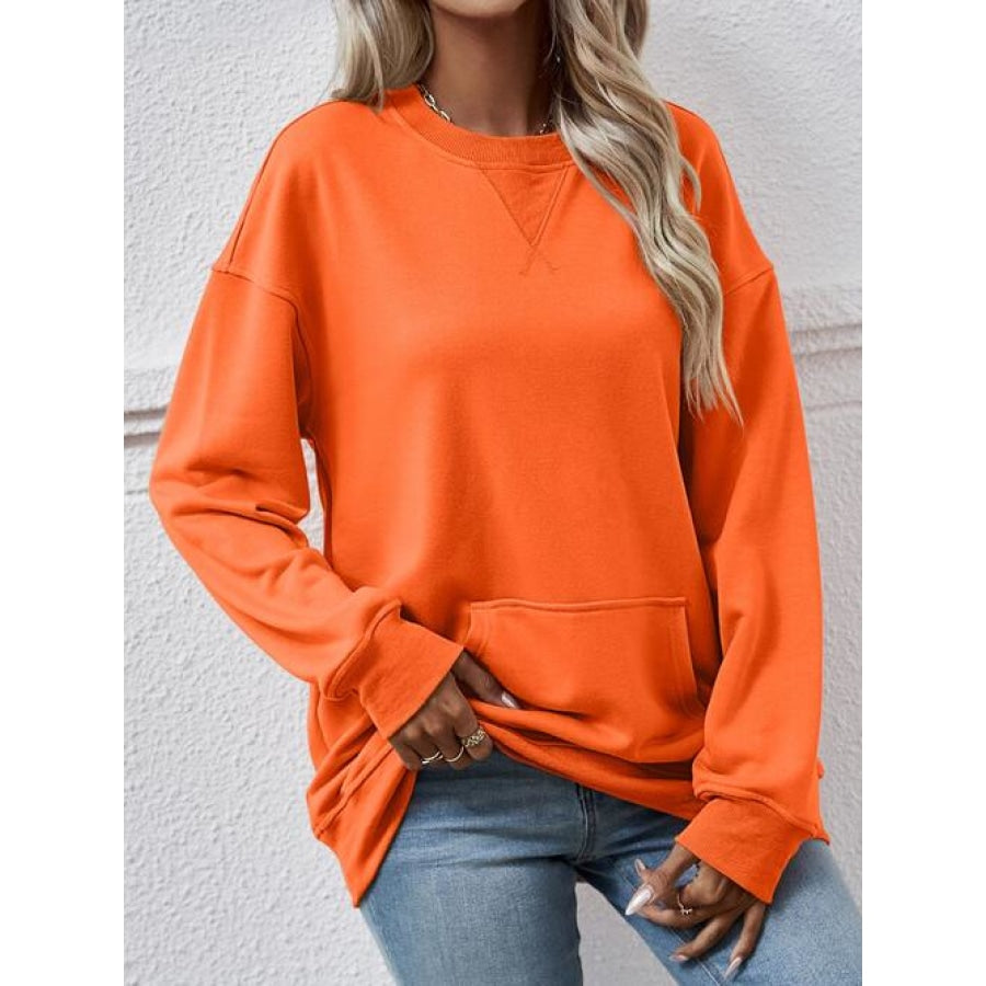 Round Neck Long Sleeve Sweatshirt Pumpkin / S