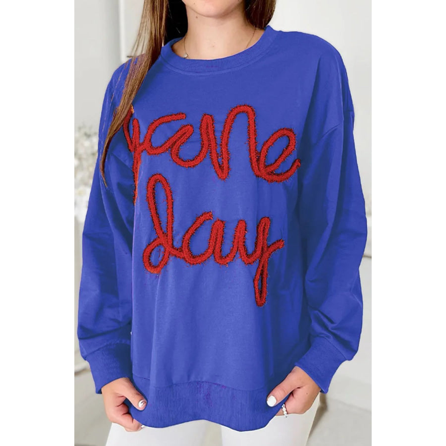 Round Neck Long Sleeve Sweatshirt Royal Blue / L Apparel and Accessories