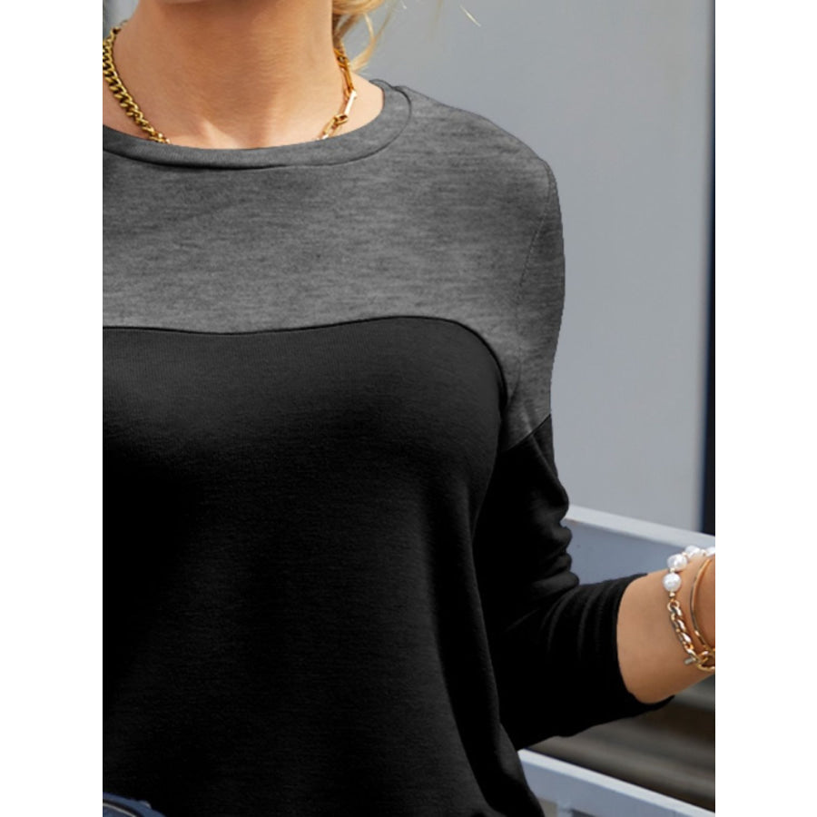 Round Neck Long Sleeve T-Shirt Apparel and Accessories