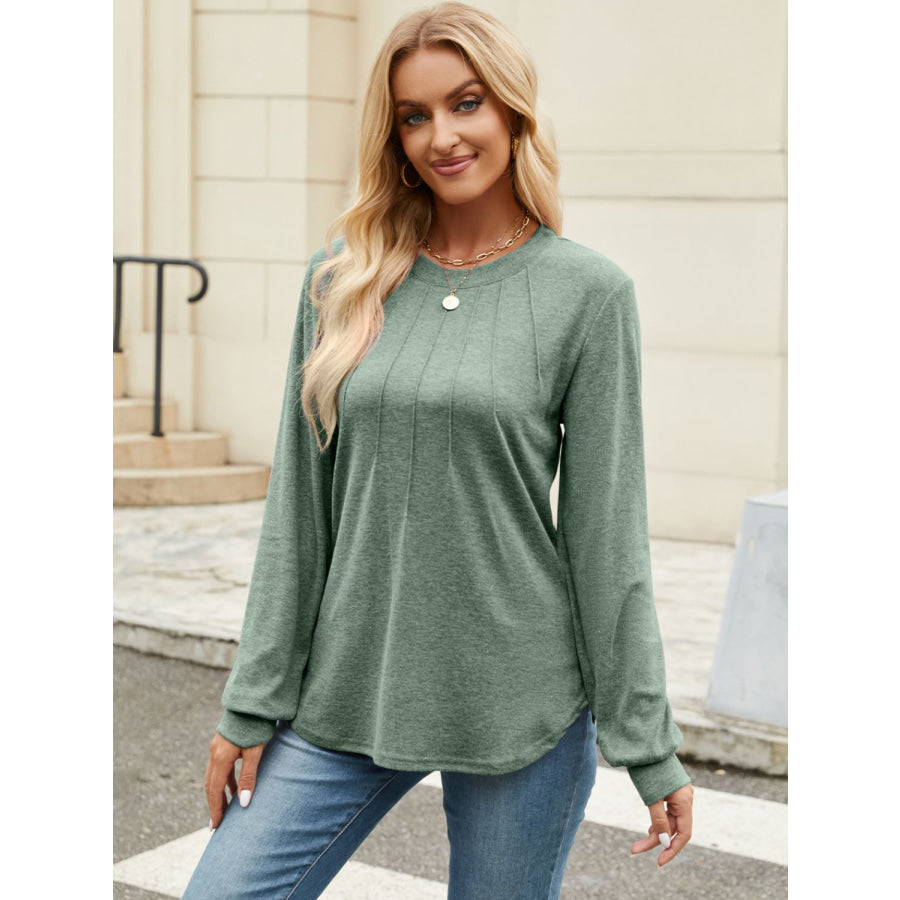 Round Neck Long Sleeve T-Shirt Apparel and Accessories