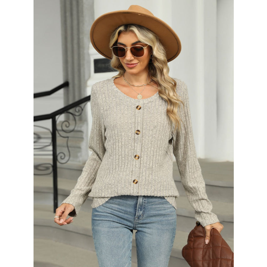 Round Neck Long Sleeve T-Shirt Apparel and Accessories