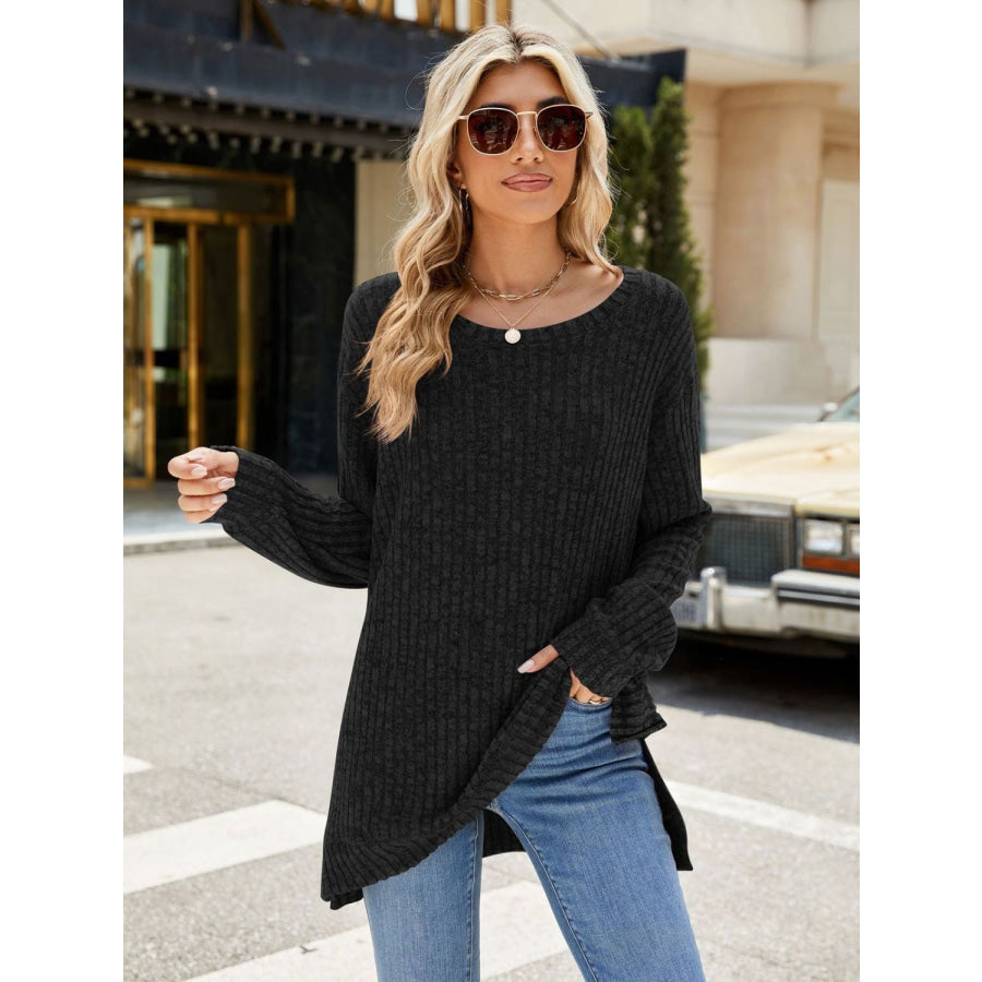 Round Neck Long Sleeve T-Shirt Apparel and Accessories