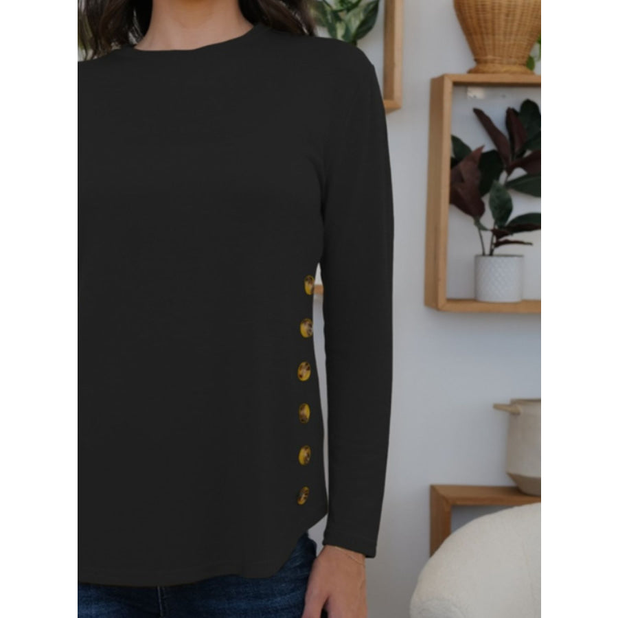 Round Neck Long Sleeve T-Shirt Apparel and Accessories