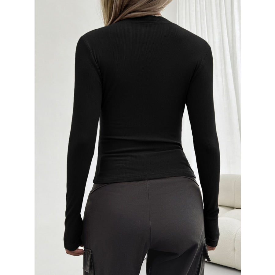 Round Neck Long Sleeve T-Shirt Apparel and Accessories