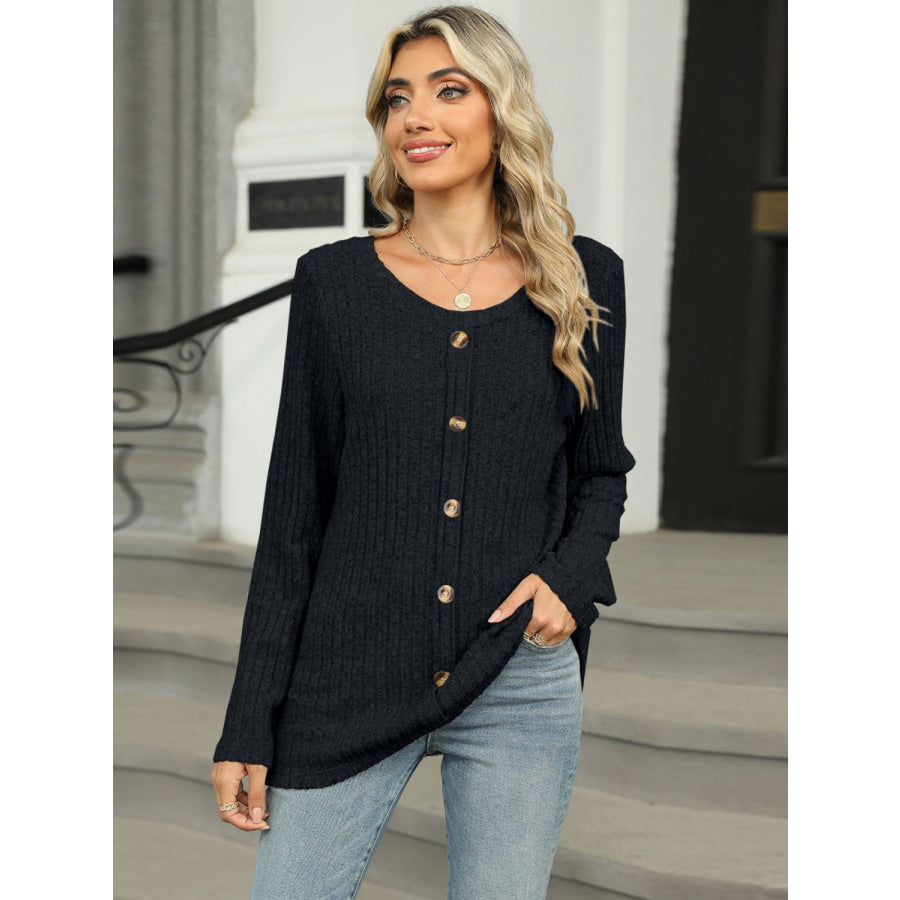 Round Neck Long Sleeve T-Shirt Apparel and Accessories