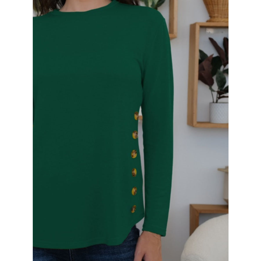 Round Neck Long Sleeve T-Shirt Apparel and Accessories