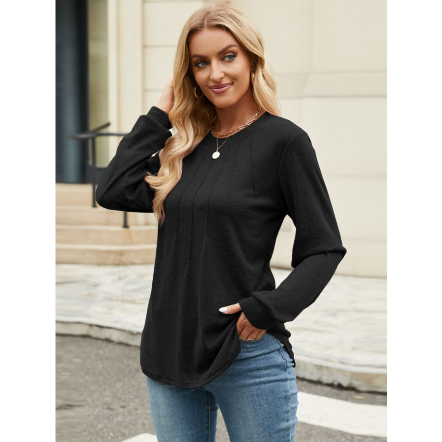 Round Neck Long Sleeve T-Shirt Apparel and Accessories