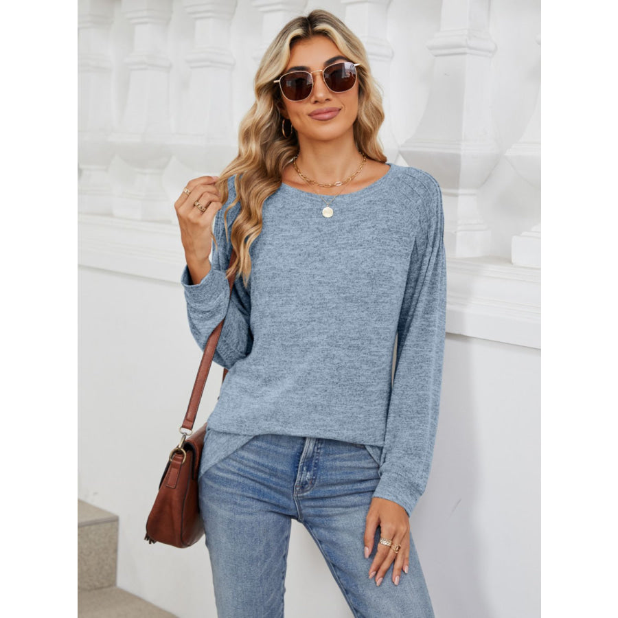 Round Neck Long Sleeve T-Shirt Apparel and Accessories