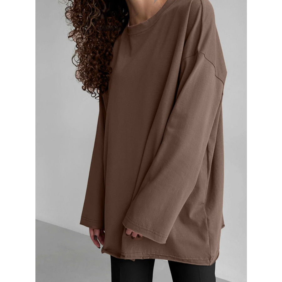 Round Neck Long Sleeve T-Shirt Apparel and Accessories