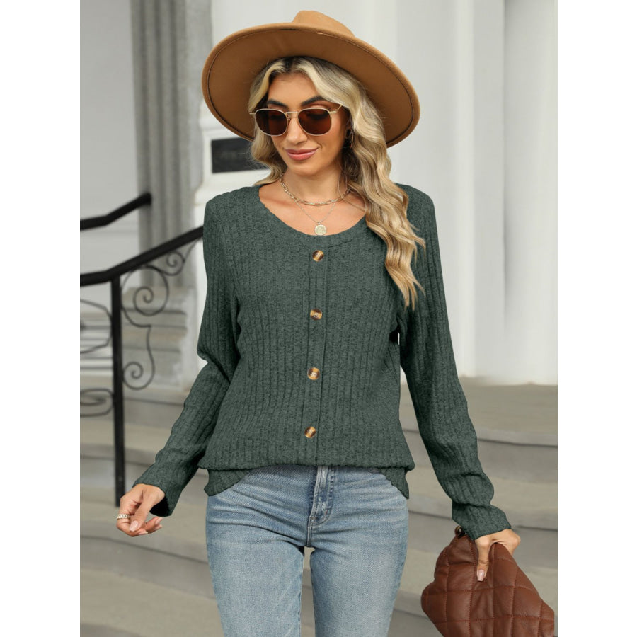 Round Neck Long Sleeve T-Shirt Apparel and Accessories