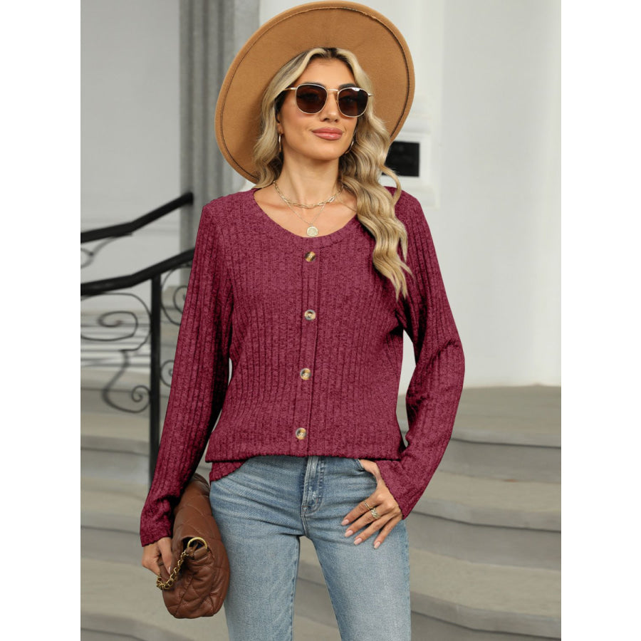 Round Neck Long Sleeve T-Shirt Apparel and Accessories