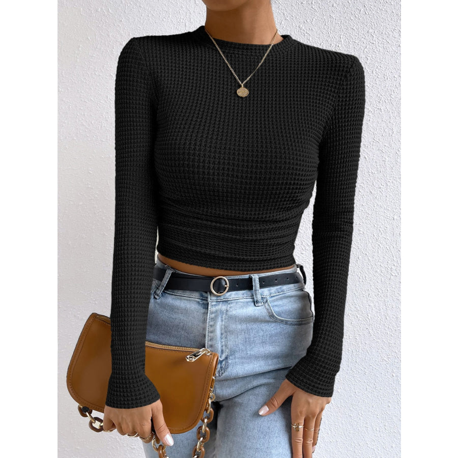 Round Neck Long Sleeve T-Shirt Apparel and Accessories