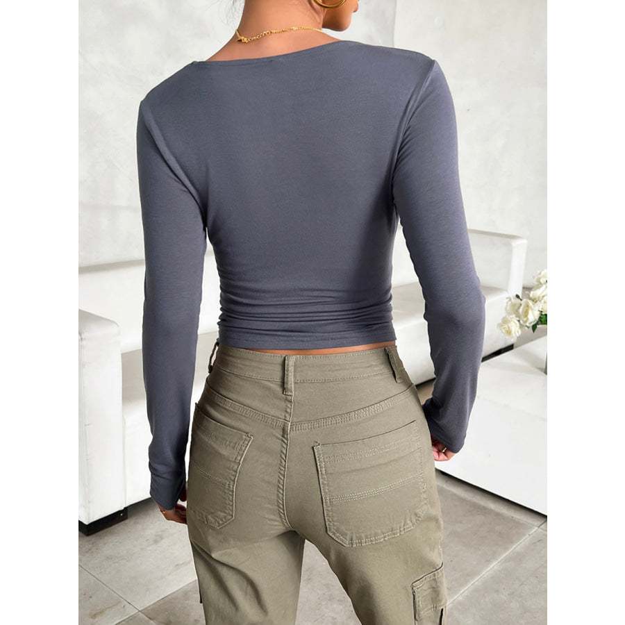 Round Neck Long Sleeve T-Shirt Apparel and Accessories