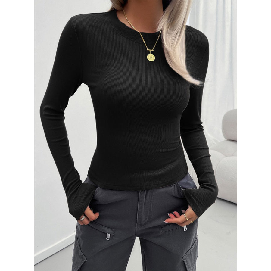 Round Neck Long Sleeve T-Shirt Apparel and Accessories
