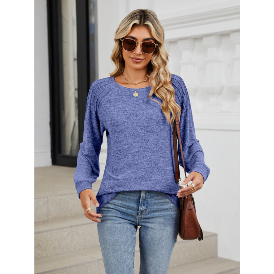 Round Neck Long Sleeve T-Shirt Apparel and Accessories