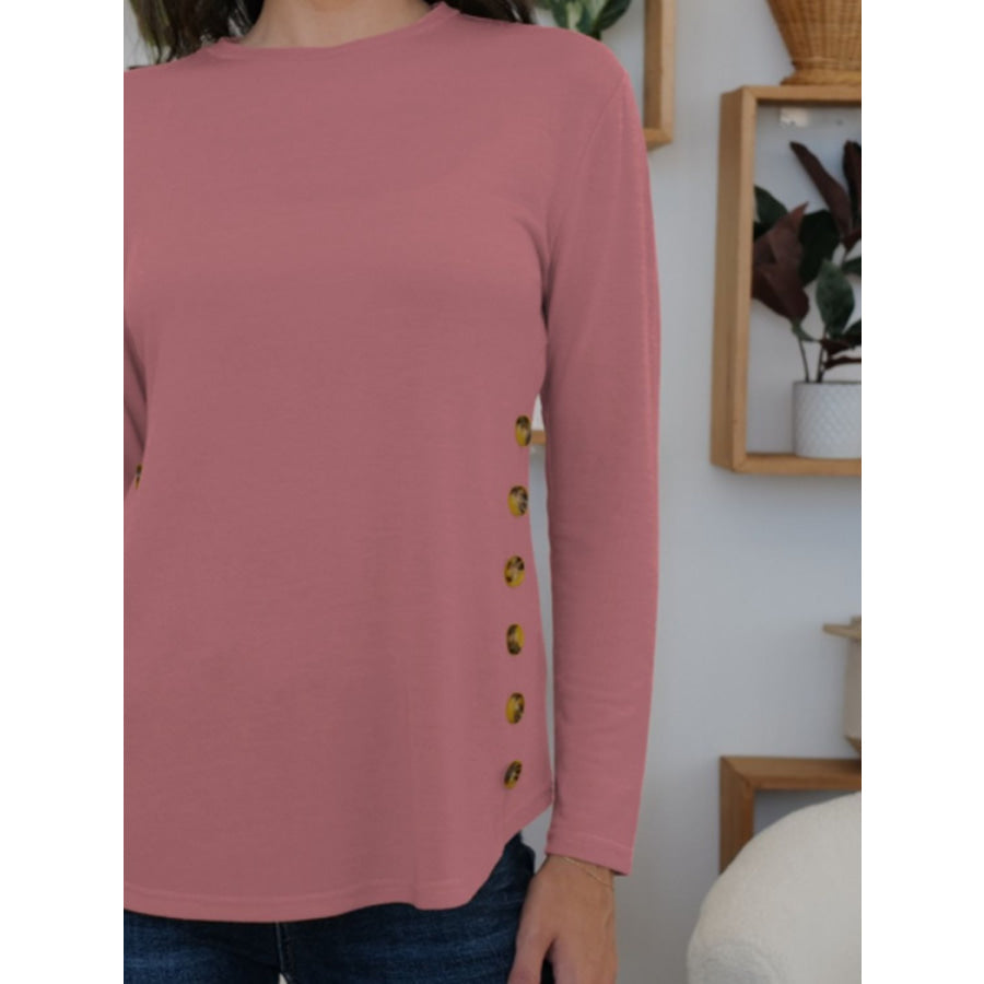 Round Neck Long Sleeve T-Shirt Apparel and Accessories