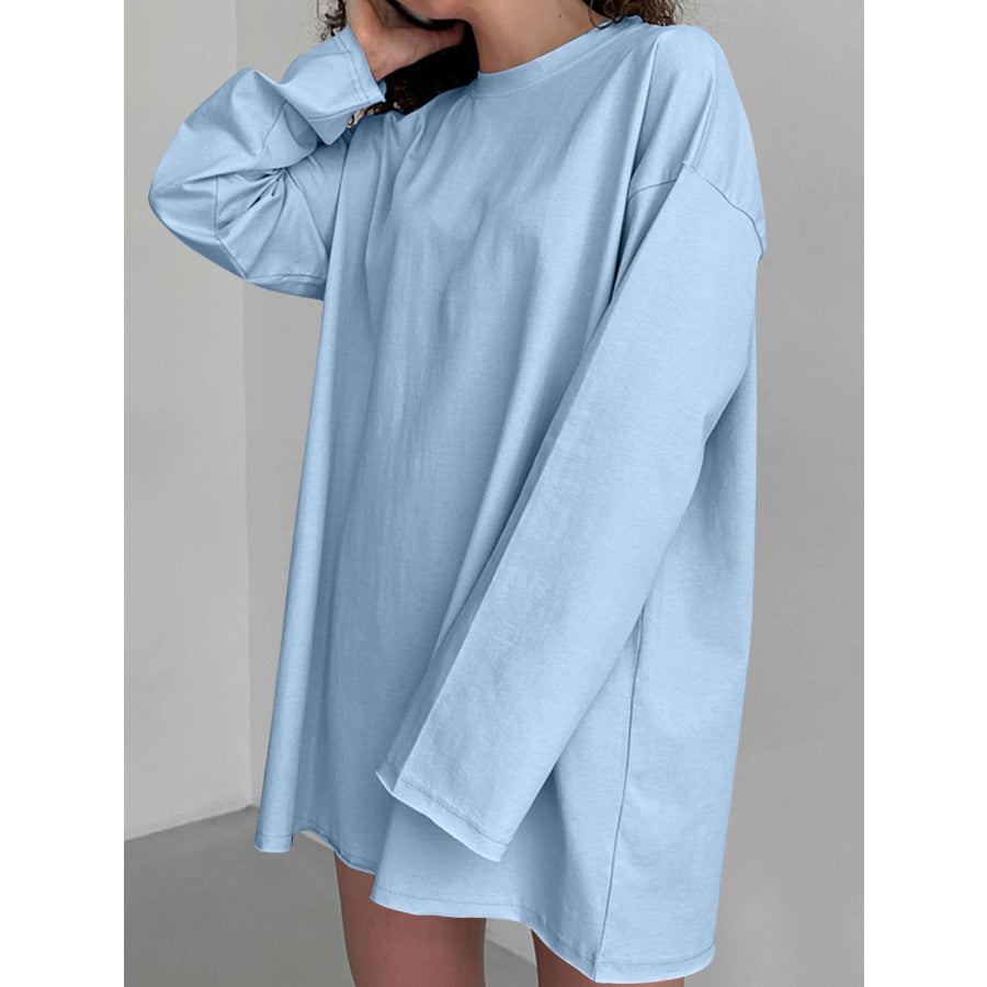 Round Neck Long Sleeve T-Shirt Apparel and Accessories