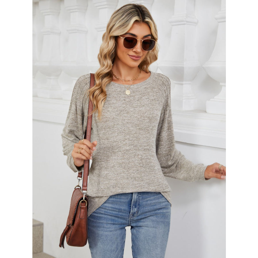 Round Neck Long Sleeve T-Shirt Apparel and Accessories