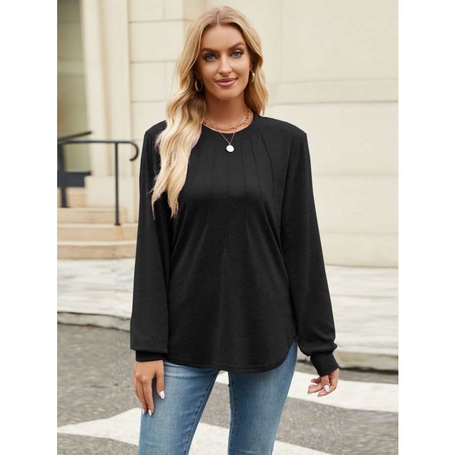 Round Neck Long Sleeve T-Shirt Apparel and Accessories