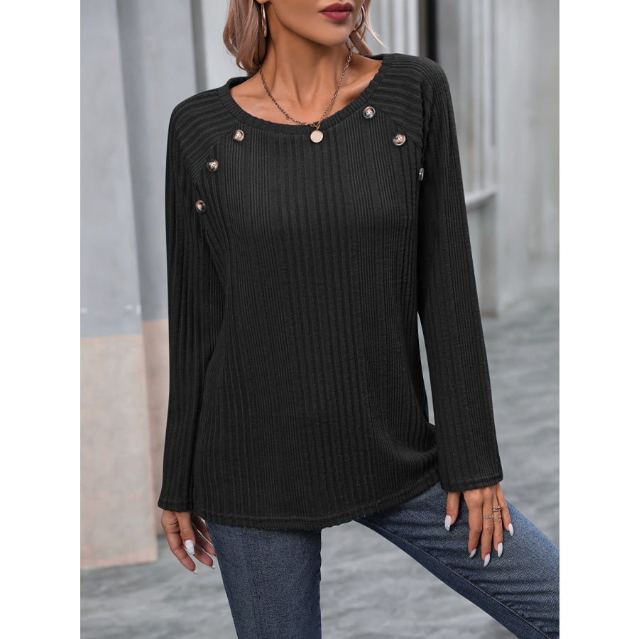 Round Neck Long Sleeve T-Shirt Apparel and Accessories