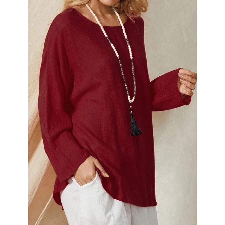 Round Neck Long Sleeve T-Shirt Apparel and Accessories