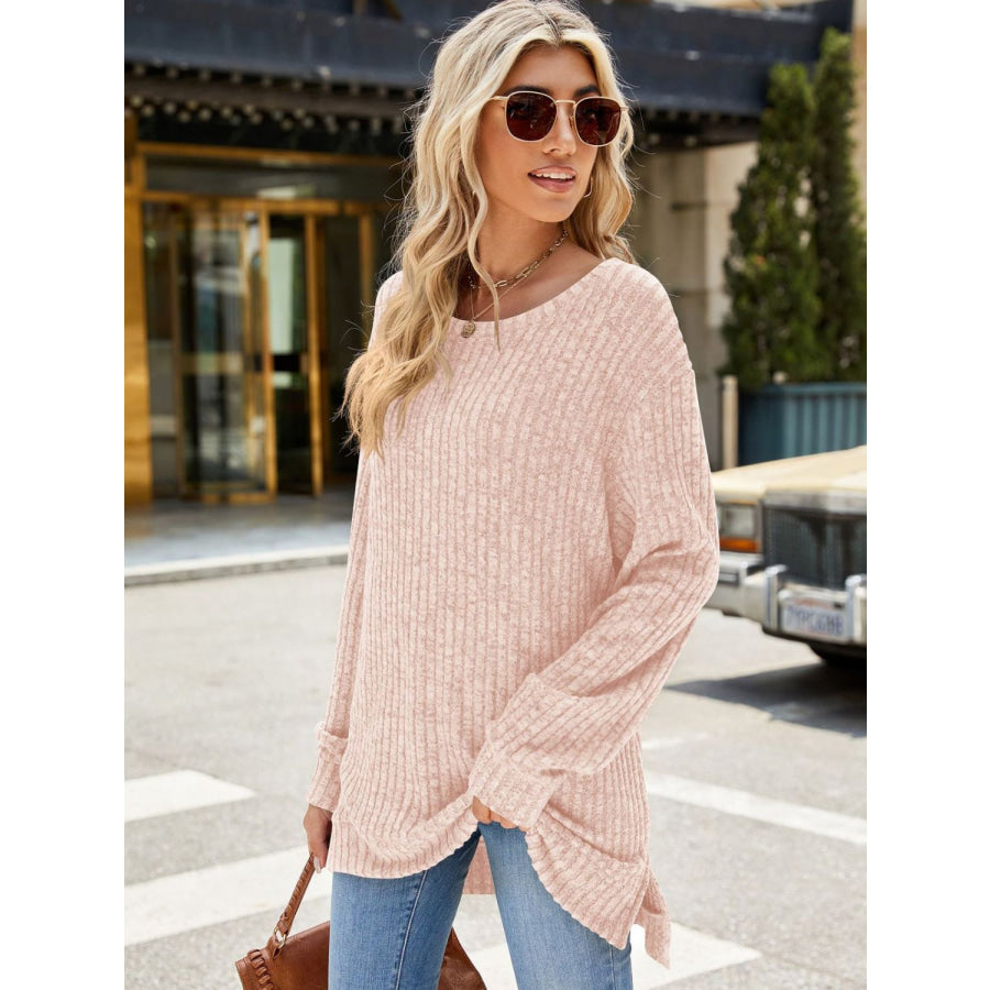 Round Neck Long Sleeve T-Shirt Apparel and Accessories