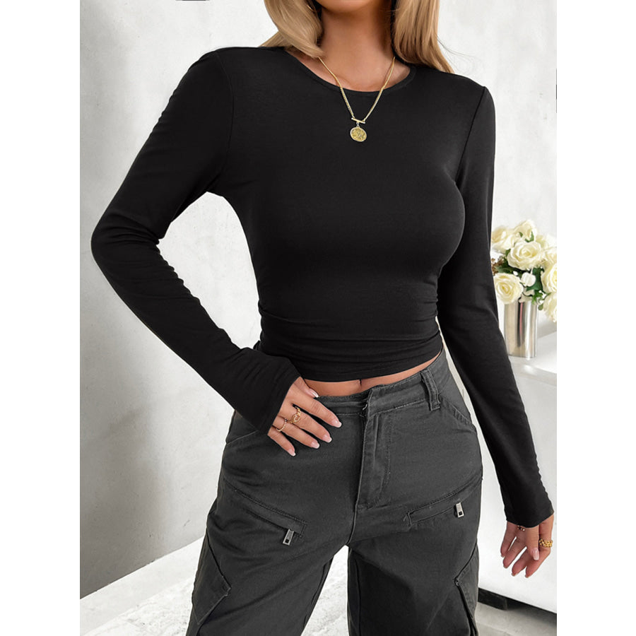 Round Neck Long Sleeve T-Shirt Apparel and Accessories
