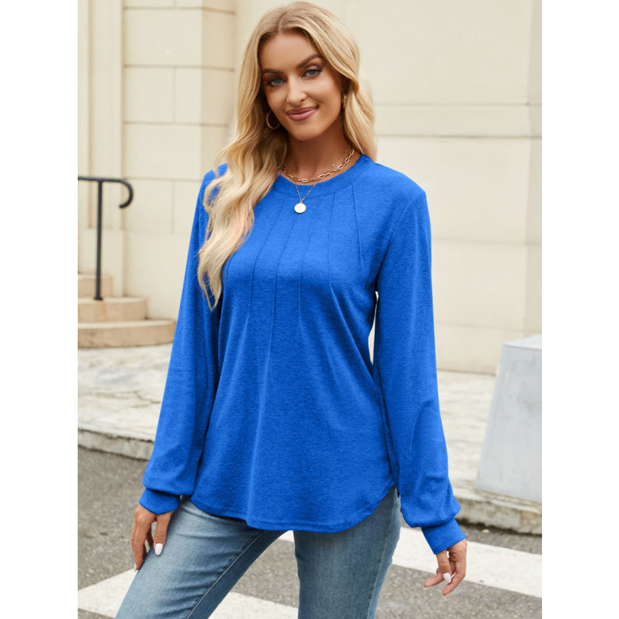 Round Neck Long Sleeve T-Shirt Apparel and Accessories