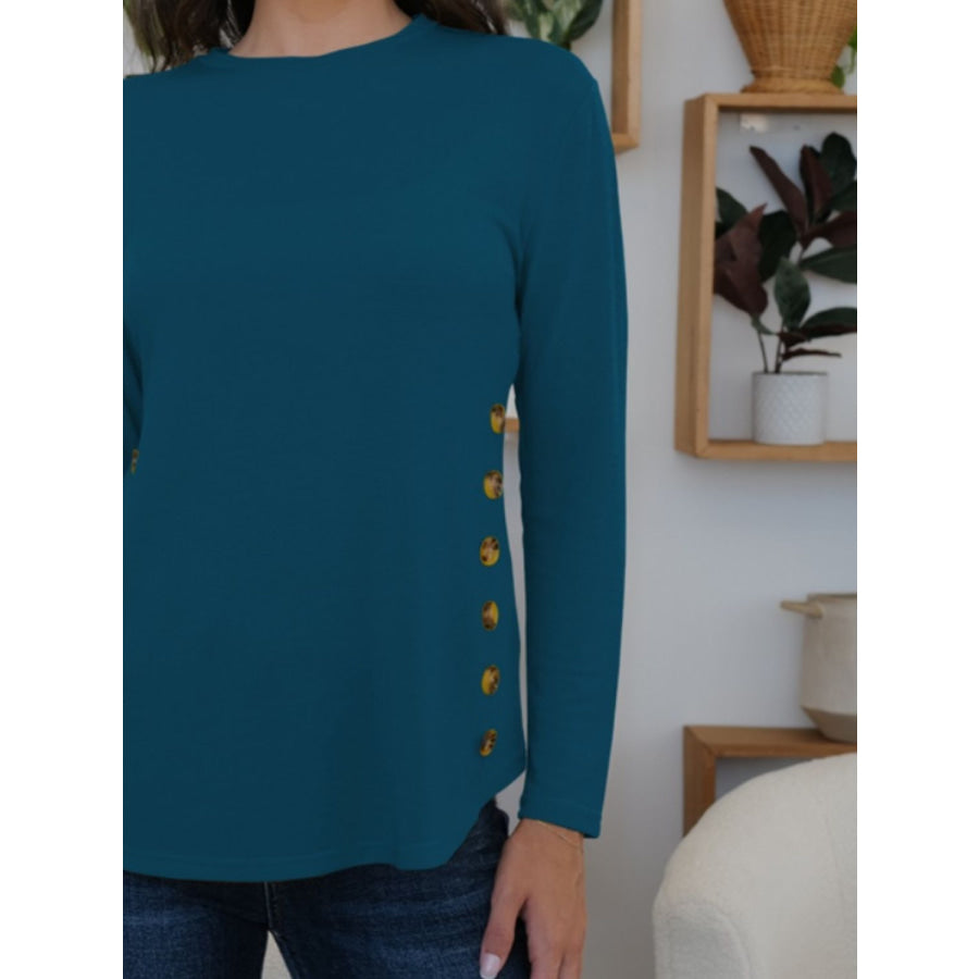 Round Neck Long Sleeve T-Shirt Apparel and Accessories