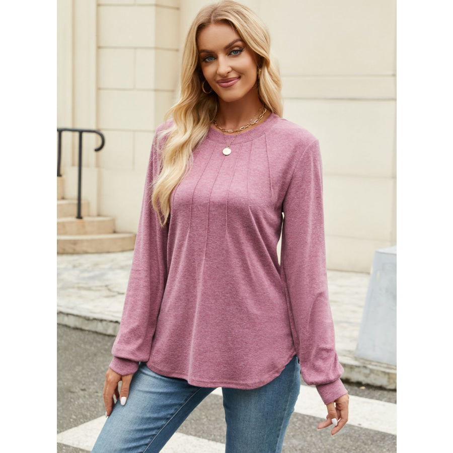 Round Neck Long Sleeve T-Shirt Apparel and Accessories