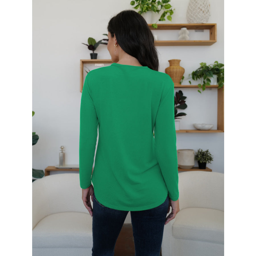 Round Neck Long Sleeve T-Shirt Apparel and Accessories